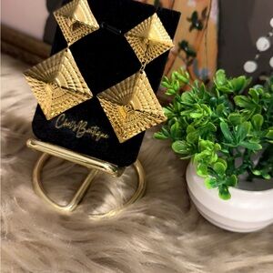 CC Boutique Gold Textured Square Earrings